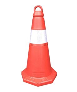 Cọc tiêu nhựa màu đỏ phản quang trắng