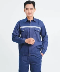 Quần áo bảo hộ vải chéo xanh công nhân giá rẻ
