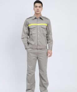 Bộ quần áo kaki liên doanh hàn quốc màu ghi sáng phối phản quang