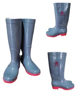 Ủng nhựa cao su pvc màu ghi xám đế đỏ phù hợp với mọi môi trường lao động