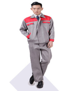 Quần áo bảo hộ kaki phối màu đỏ xám nhập khẩu