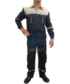 Quần áo bảo hộ lao động pha màu vải bạt dày chống cháy màu tím than