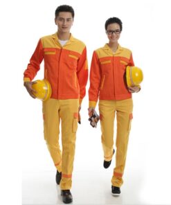 Quần áo bảo hộ phối màu cam vàng vải Pangzim (Hàng đặt may)