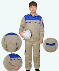 Quần áo bảo hộ vải kaki HQ mầu ghi đá 100% cotton