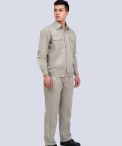 Quần áo vải kaki liên doanh HQ túi hộp màu ghi