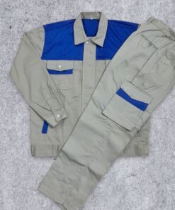 Quần áo bảo hộ M13-Khóa kaki liên doanh phối màu ghi xanh