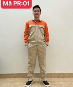 Quần áo bảo hộ vải pangrim phối màu cam ghi