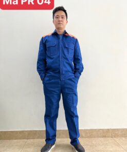 Quần áo bảo hộ vải pangrim phối màu xanh cam